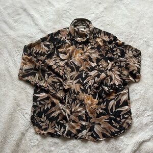 H&M Black Floral Button-Up Blouse – Size 4 | Cottagecore | Chic